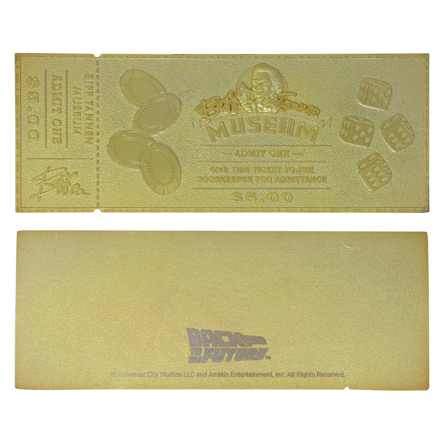 Back To The Future 24k Gold Plated Biff Tannen Museum Entrance Ticket Replica 7 Back To The Future 24k Gold Plated Biff Tannen Museum Entrance Ticket Replica - Image 5