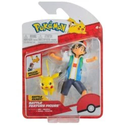 JAZWARES Pokémon Pikachu And Ash Ketchum Battle Ready Figure 2 Pack