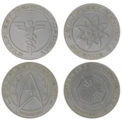 Fanattik Star Trek Set Of 4 Starfleet Division Medallions In .999 Silver Plating